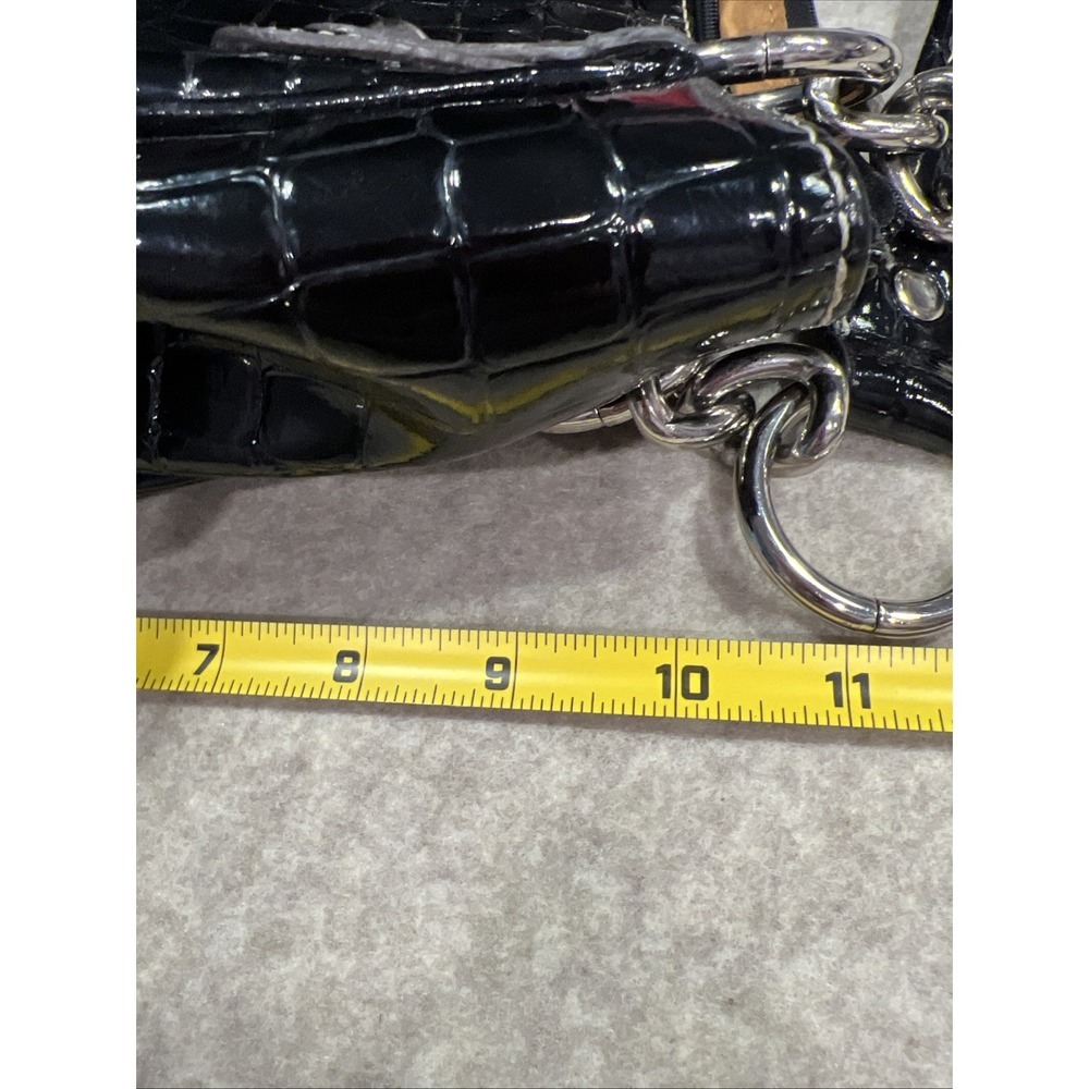Kathy Van Zeeland Black Patent Leather Croc-Embossed Bag Large Gorgeous EUC - Picture 14 of 14